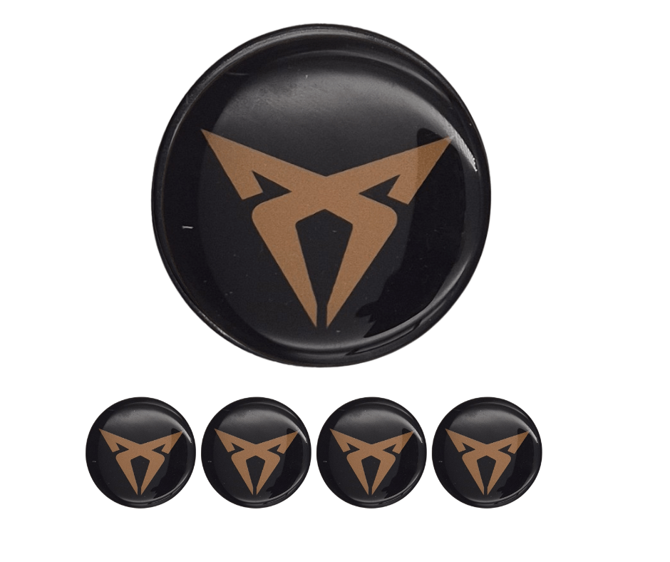 Emblematy CUPRA Dekielki 55mm 60mm 4 szt Przyklejane, 3D Aluminiowe