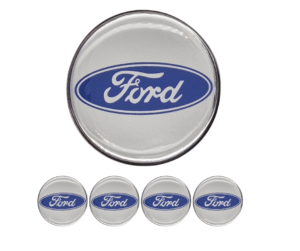 Emblematy FORD srebrny Dekielki 55mm 60mm 4 szt Przyklejane, 3D Aluminiowe 6 Projekt bez nazwy 35