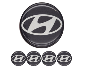 Emblematy HYUNDAI Dekielki 55mm 60mm 4 szt Przyklejane, 3D Aluminiowe 6 Projekt bez nazwy 37