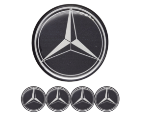 Emblematy MERCEDES Dekielki 55mm 60mm 4 szt Przyklejane, 3D Aluminiowe 6 Projekt bez nazwy 40