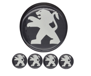Emblematy PEUGEOT starszy model Dekielki 55mm 60mm 4 szt Przyklejane, 3D Aluminiowe 6 Projekt bez nazwy 45