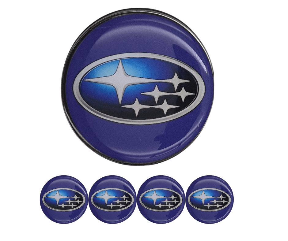 Emblematy SUBARU Dekielki 55mm 60mm 4 szt Przyklejane, 3D Aluminiowe