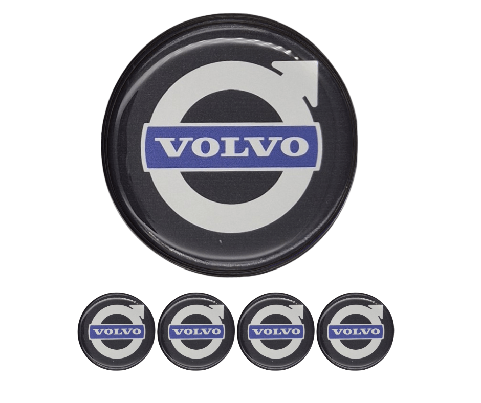 Emblematy VOLVO nowy model Dekielki 55mm 60mm 4 szt Przyklejane, 3D Aluminiowe