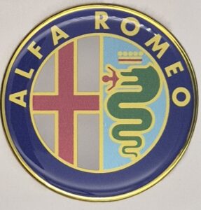 Emblematy ALFA ROMEO Dekielki 55mm 60mm 4 szt Przyklejane, 3D Aluminiowe 4 alfa romeo